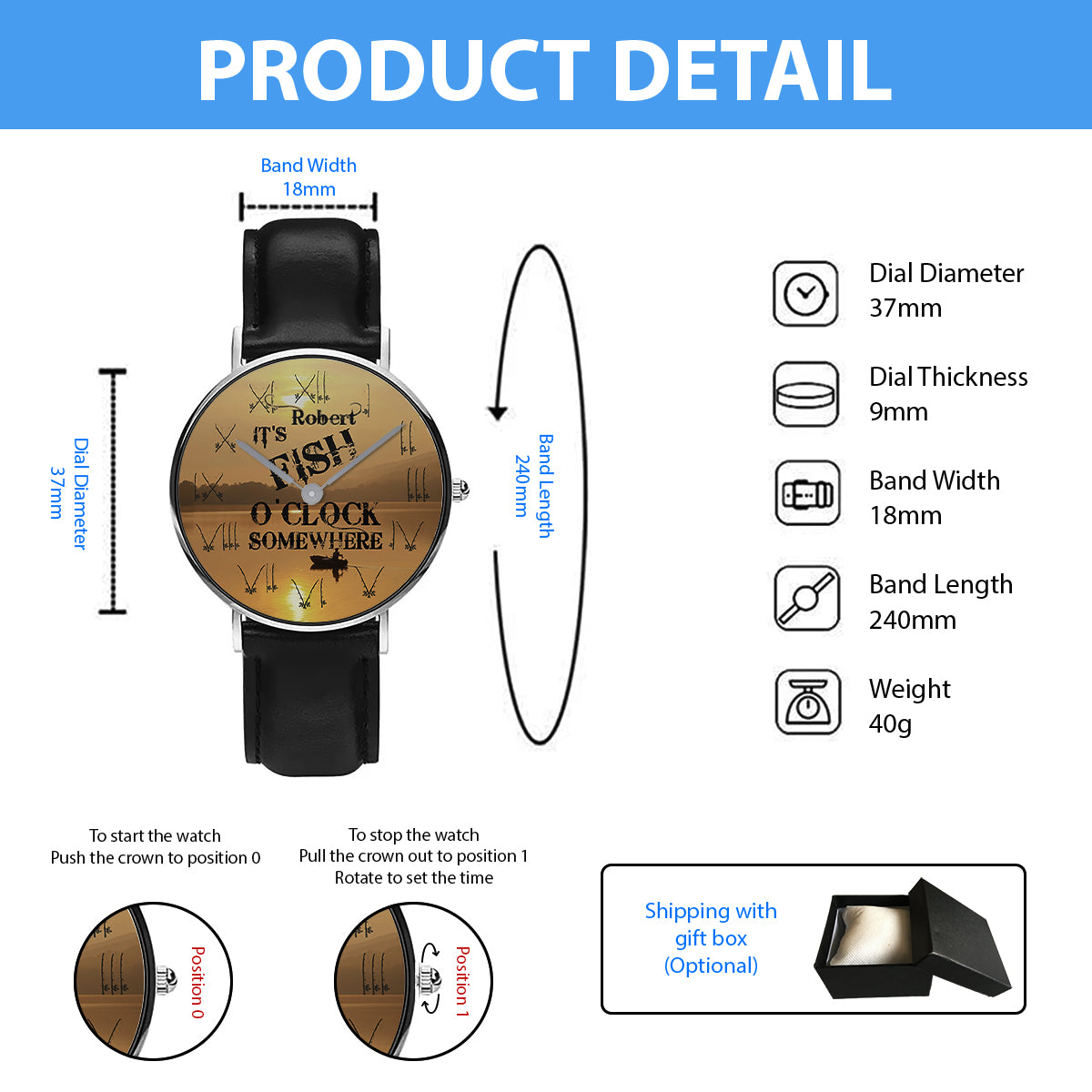 It's Fish O'clock Somewhere - Personalized Fishing Hand Watch