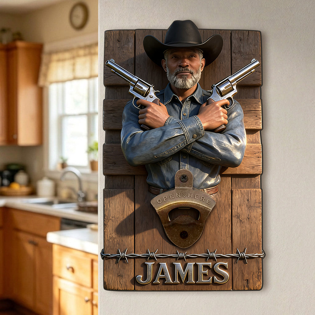 Custom Any Photo - Personalized Western Outfit Wall Bottle Opener