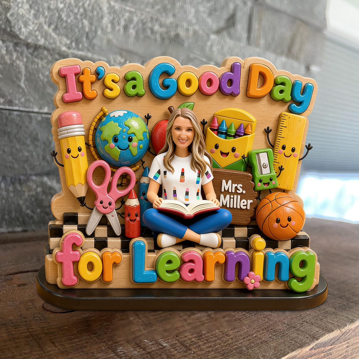 It's A Good Day For Learning - Personalized Teacher Custom Shaped Wood Plaque