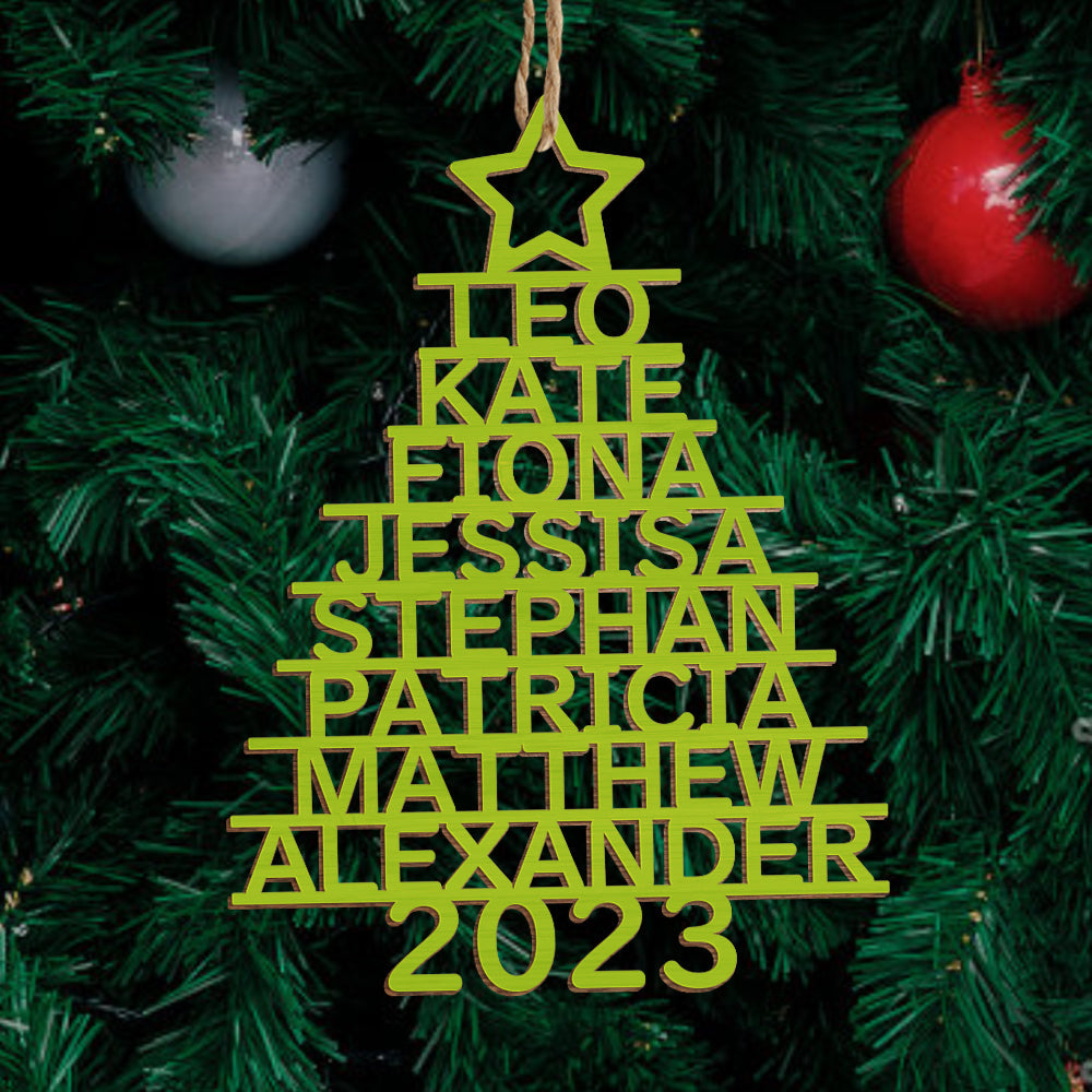 Any Name Christmas Tree - Personalized Family Any Name Christmas Tree Ornament