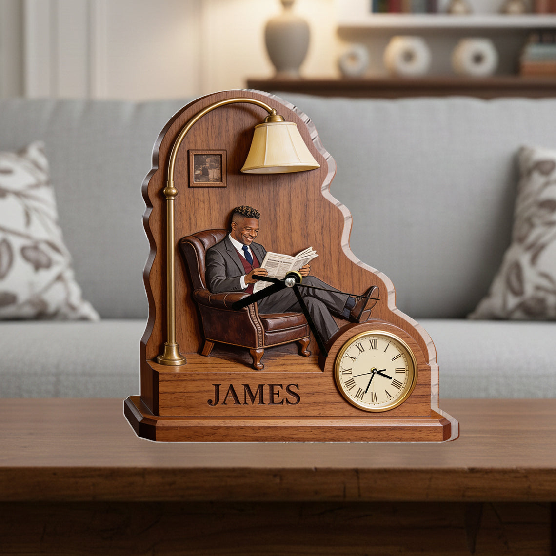 Any Photo - Gift For Him - Personalized Luxury Desk Clock Plaque
