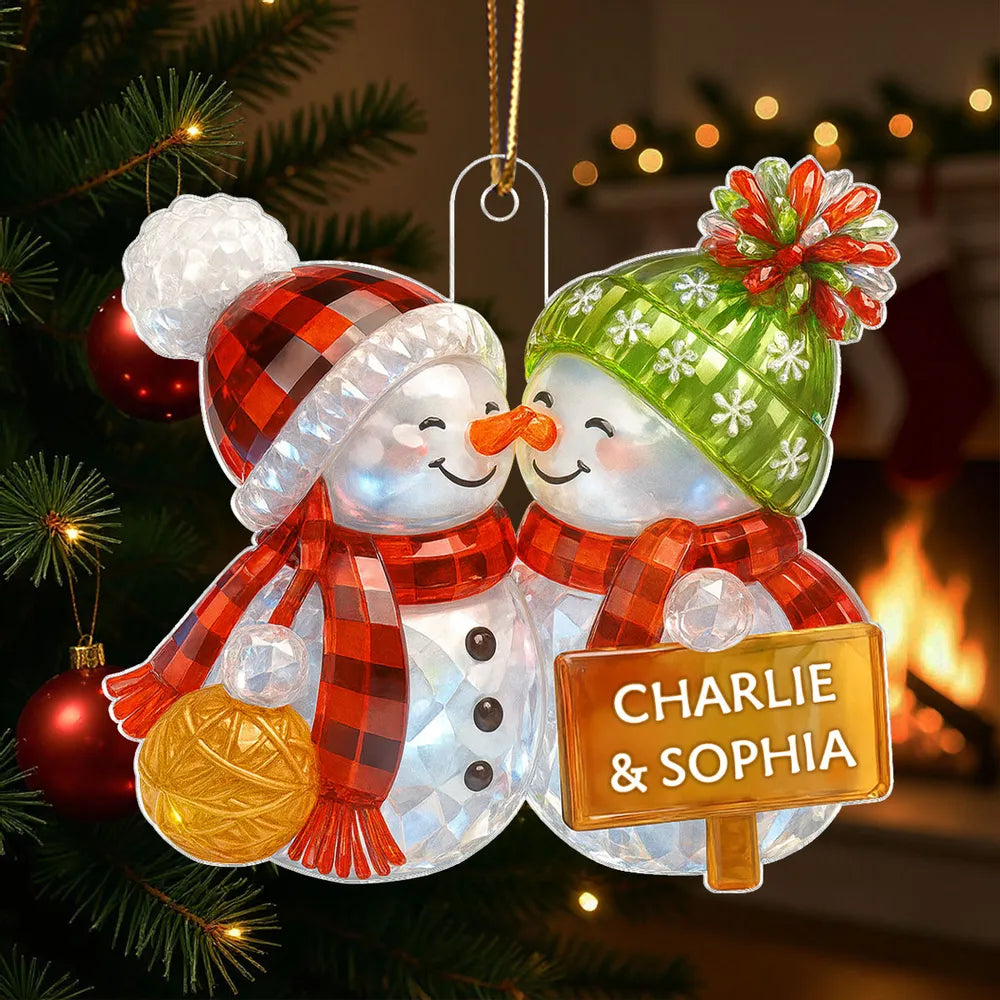 Acrylic Ornament Snowman Couple with Cozy Holiday Charm, Heartwarming Design, Perfect Gift for Couples