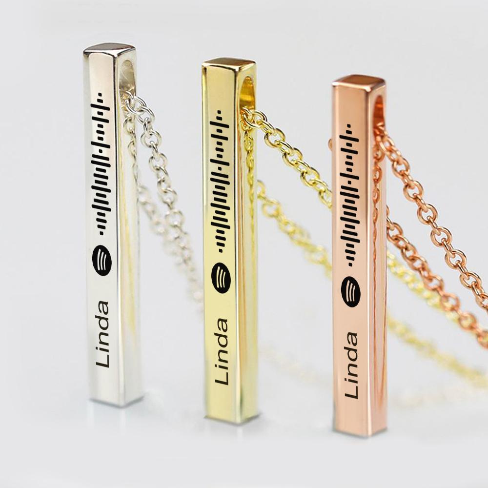 My Favorite Song - Personalized Flexible Square Shaped Bar Necklace