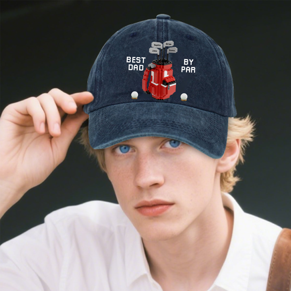 Best Dad By Par - Personalized Golf Washed Denim Cap