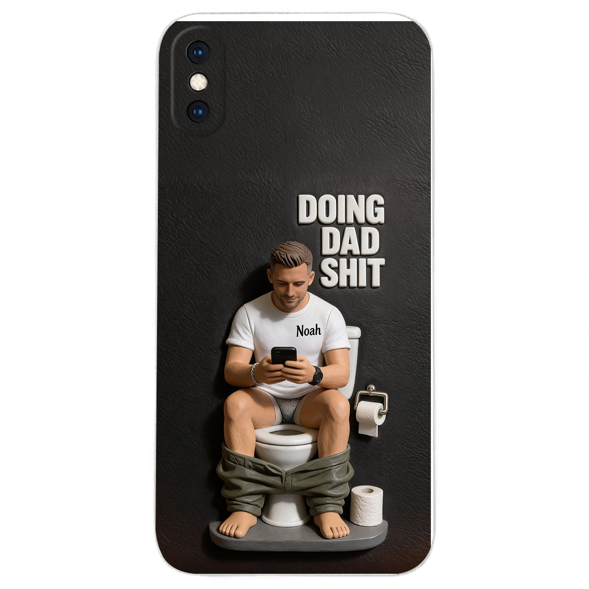 Doing Dad Shit - Personalized Father 3D Embossed Leather Phone Case