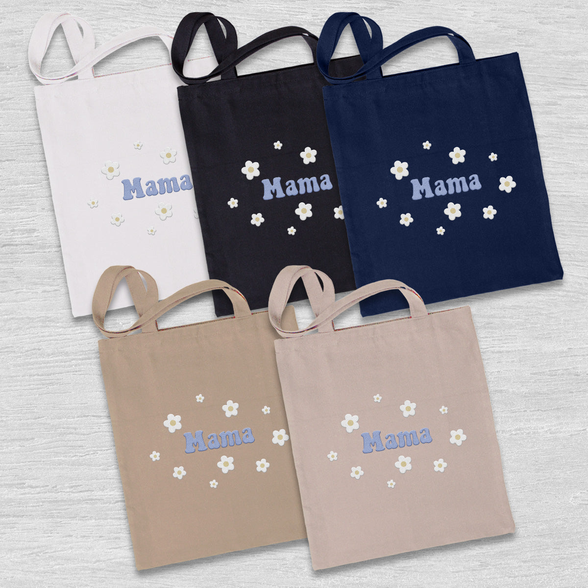 Custom Name With Flower - Personalized Step Mom Embroidered Tote Bag