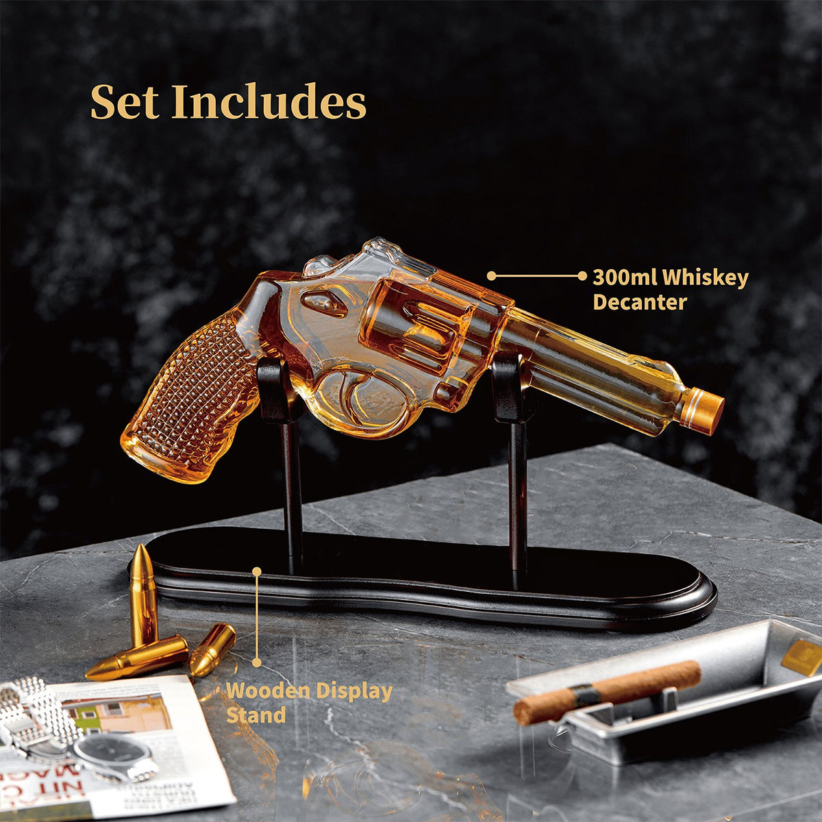 Honor Serve Protect - Personalized Police Officer Gun Decanter With Whiskey Glass