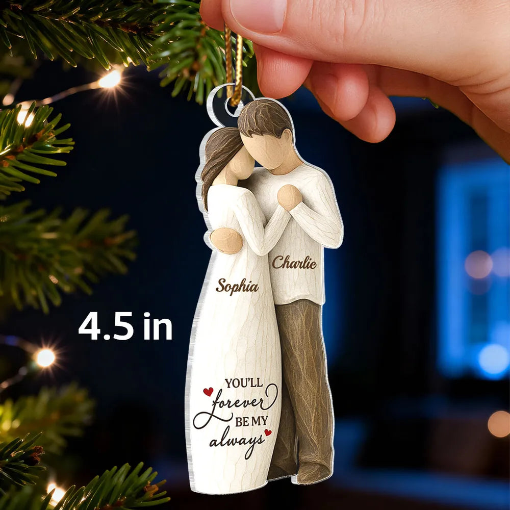 Personalized Acrylic Ornament Couple Hugging On Christmas Tree – Romantic Custom Gift For Him Or Her, A Favorite Place Is Next To You