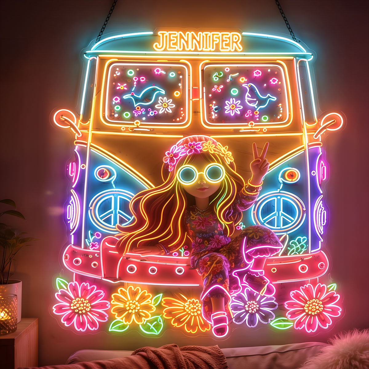 Hippie Souls - Personalized Hippie Neon LED Light Sign