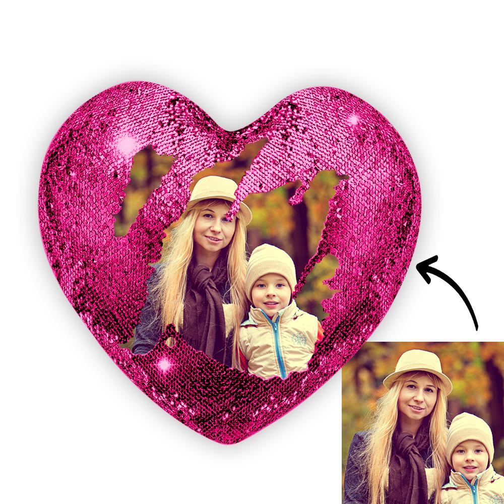 Any Photo - Personalized Couple Heart Magic Sequin Pillow