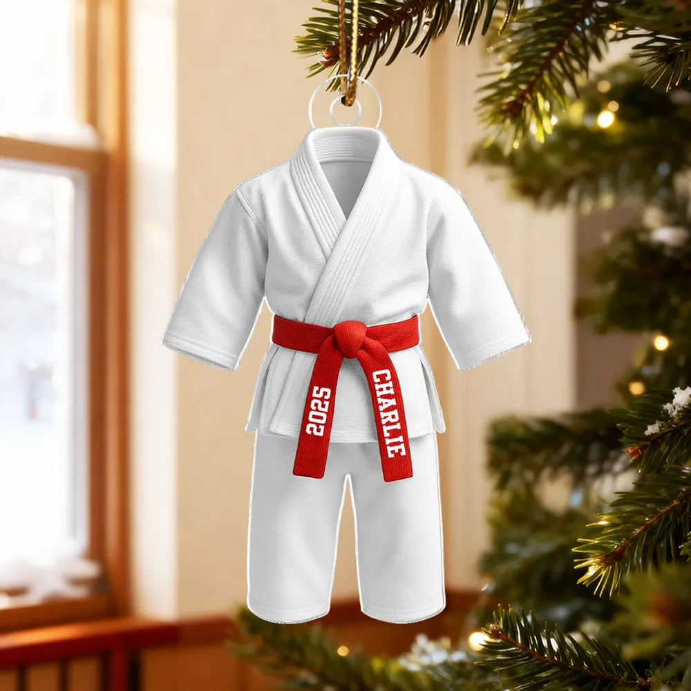 Personalized Martial Arts Uniform Acrylic Ornament, Unique Gift for Kids or Grandkids, Cute Dojo Keepsake for Home Decor