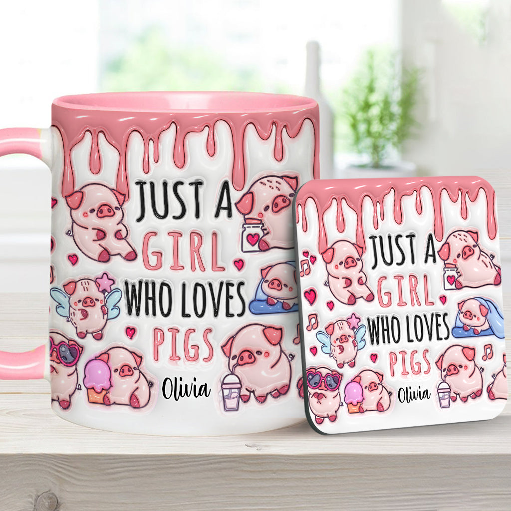Just A Girl Who Loves Pigs - Personalized Pig Lover Accent Mug