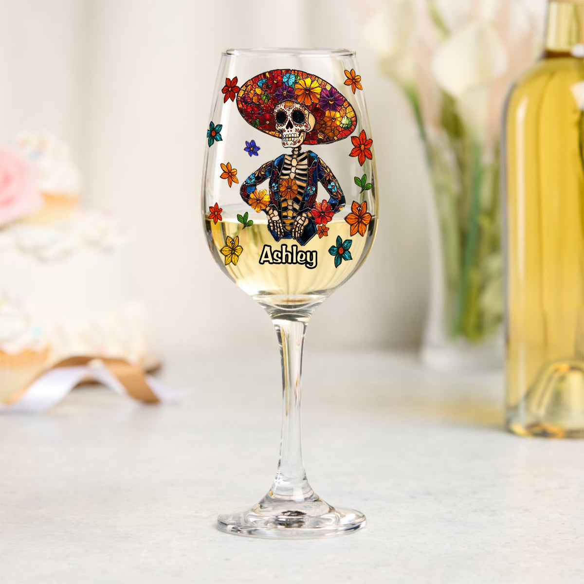Happy Hispanic Heritage Month - Personalized Latina Women Wine Glass With Long Stem