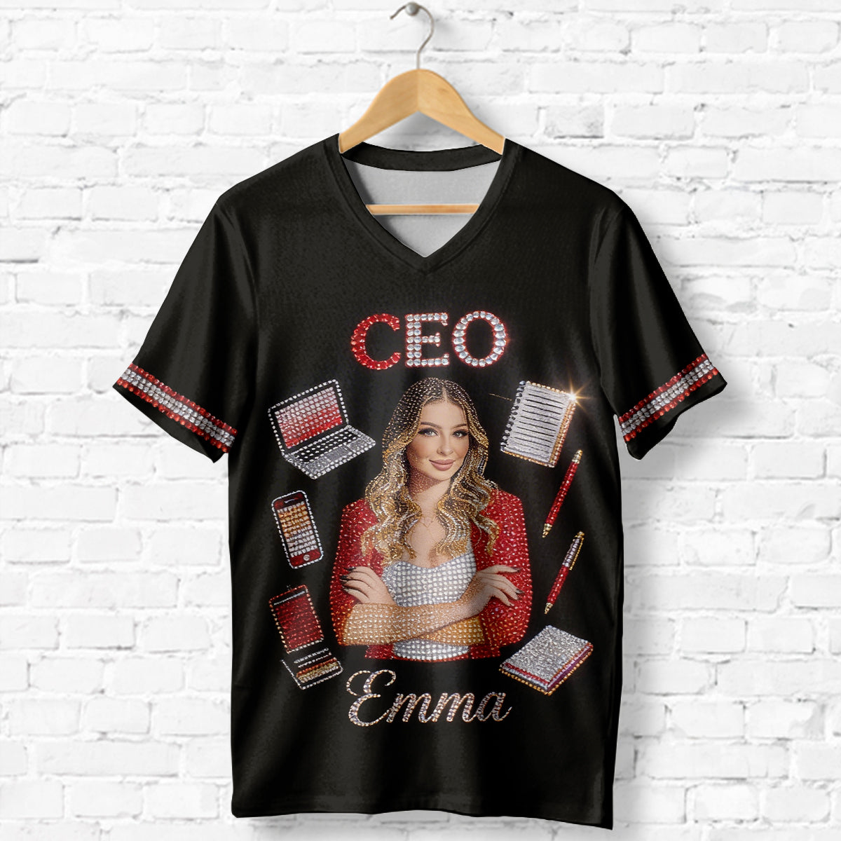 Custom Any Photo, Any Title - Personalized Colleague Fully Printed V-Neck T-Shirt