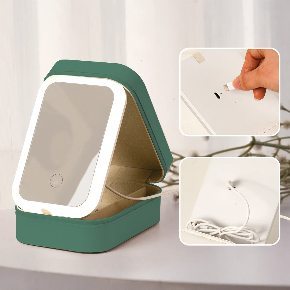 Bestie Birthflower - Personalized Bestie Jewelry Box With LED Mirror