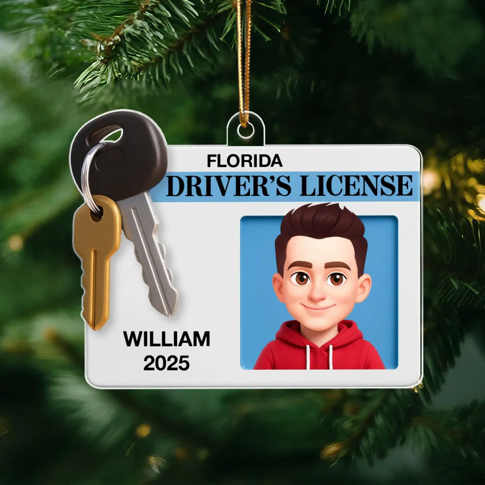 Acrylic Ornament for Car, Driver License Look with cartoon vibe, durable and cute, festive decor and creative gift for teens and friends