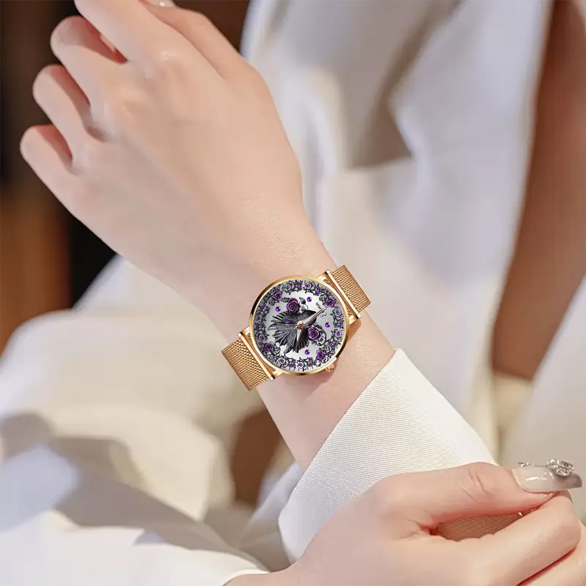 Dragon And Roses - Personalized Dragon Women Hand Watch