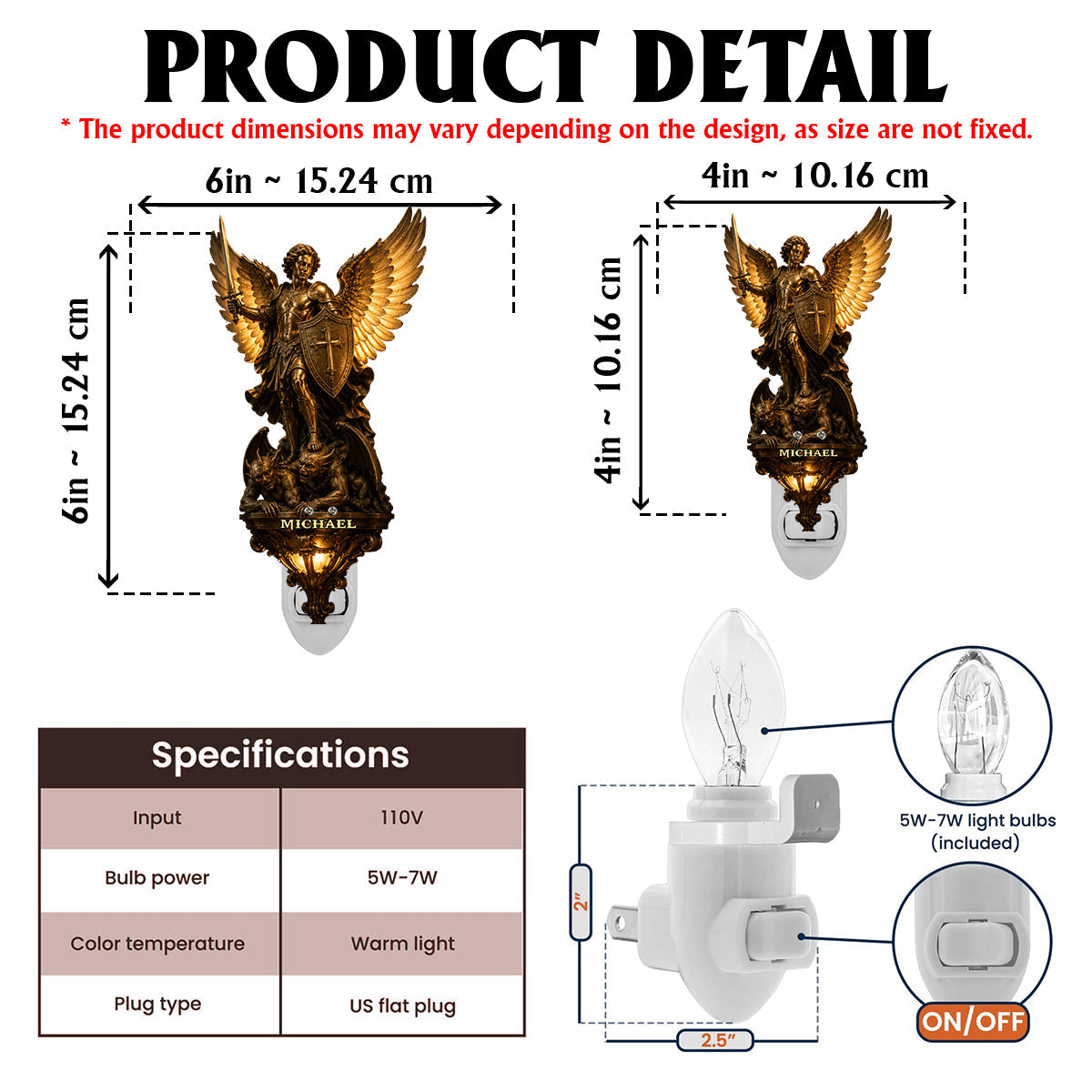 Archangel Michael, Guardian Of Light & Valor - Personalized Christian Plug-In Night Light
