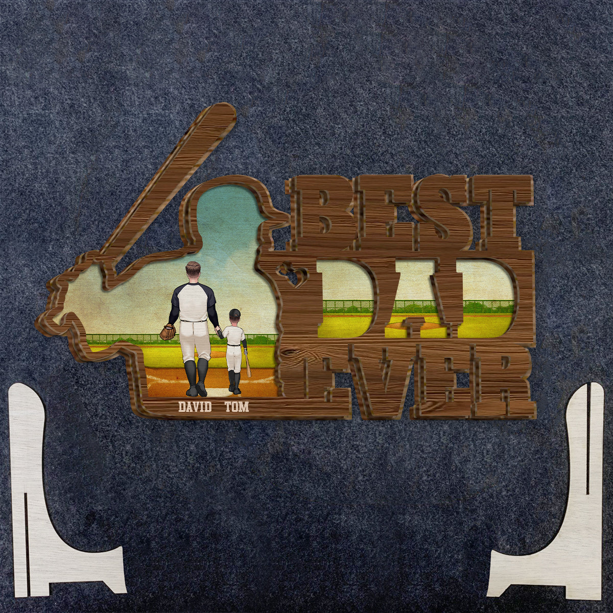 Best Dad Ever Baseball Dad - Personalized Baseball 2 Layered Wood Sign / Wood Plaque