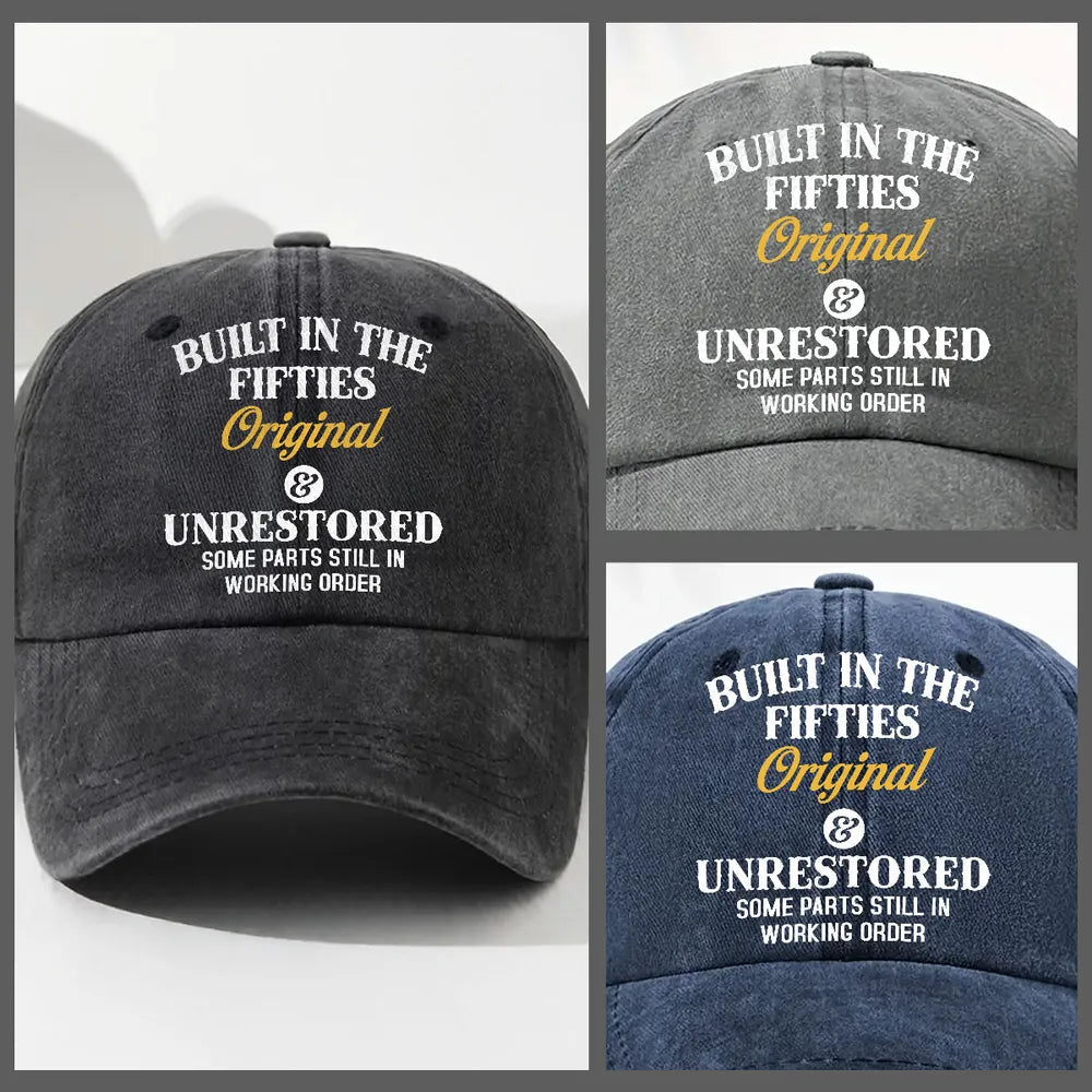 Washed Denim Baseball Cap, Personalized Vintage 'Original & Unrestored' Style for Casual Everyday Wear, Unique Gift Idea