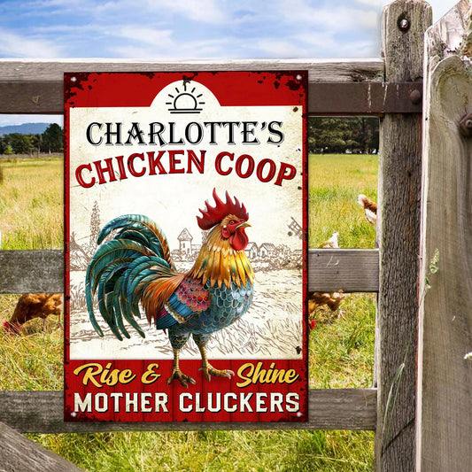 Personalized Rectangular Iron Sign for a Chicken Coop, Rise & Shine Rooster Farm Decor, Unique Gift for Chicken Lovers