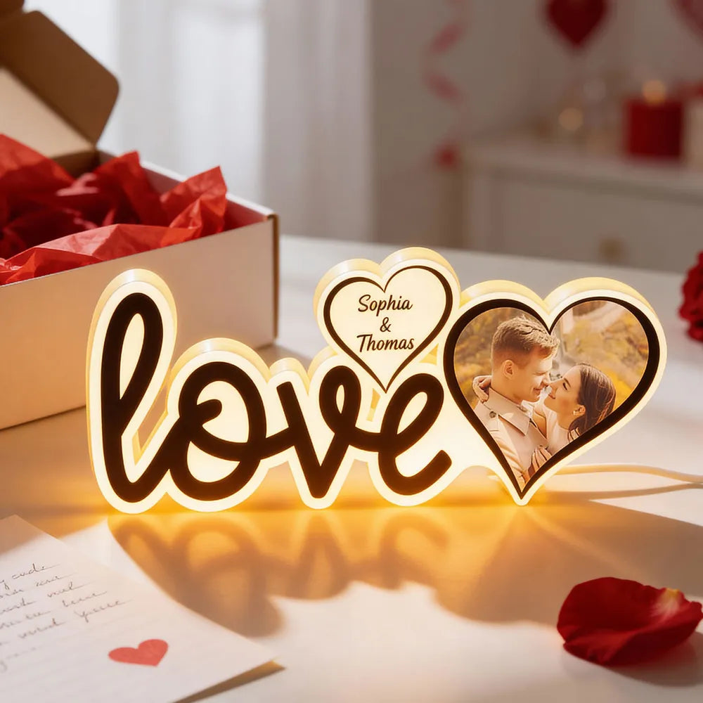 Personalized Love Acrylic Light Box With Custom Photo, Cozy Bedroom Glow, Unique Romantic Gift for Couple