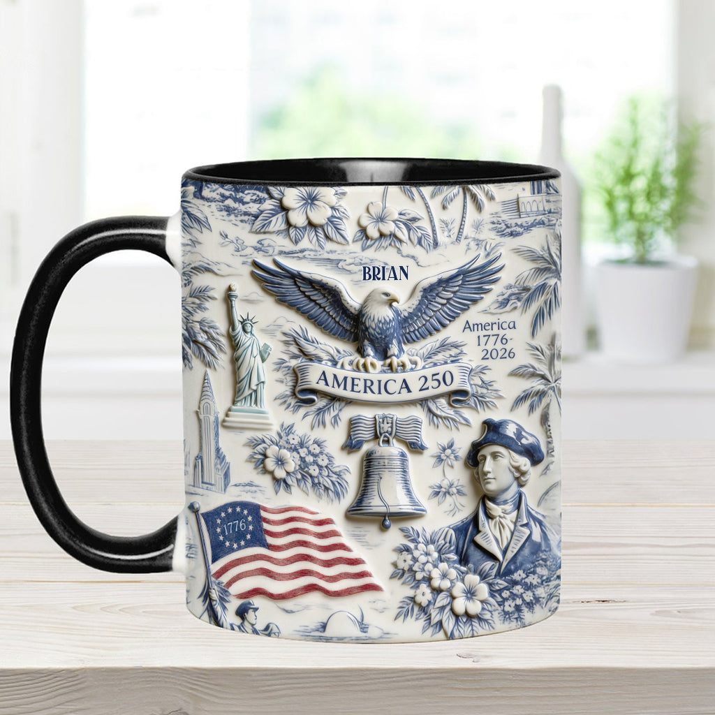 250 Years of America 1776–2026 Vintage Patriotic - Personalized Independence Day/ 4th of July Accent Mug & Coaster