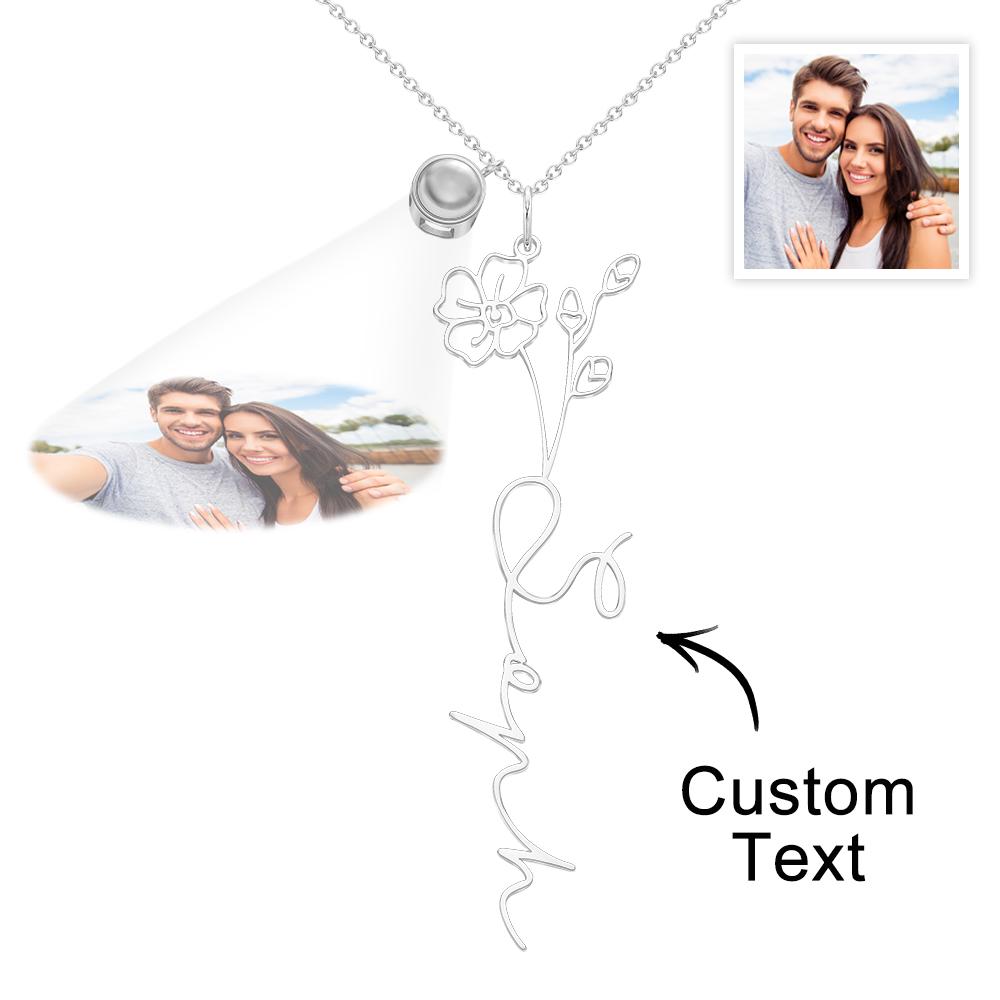 Birth Flower Photo Projection Charm - gift for anyone, who lost a loved one - Personalized Birth Flower Photo Projection Charm