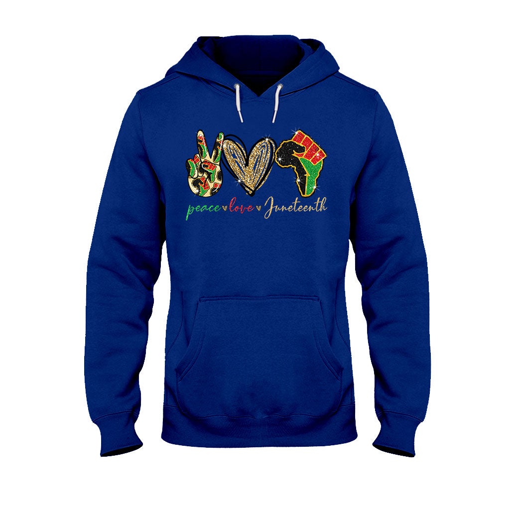 Juneteenth - African American T-shirt and Hoodie With Faux Glitter Print 1121