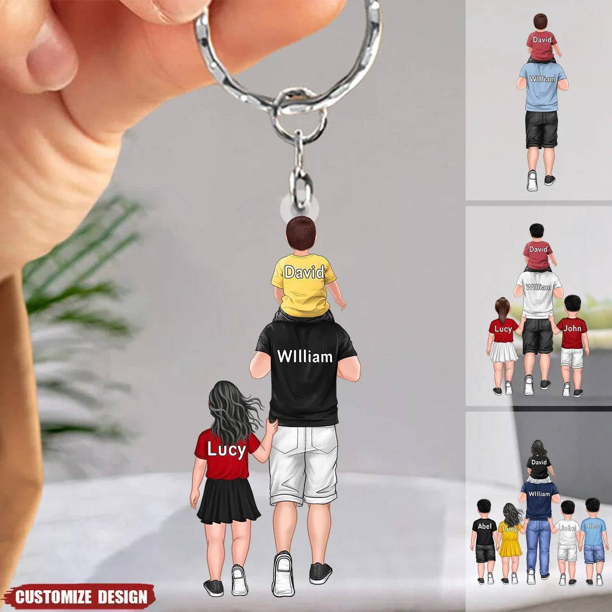 Personalized Dad/Grandpa/Mom/Nana With Kids Acrylic Keychain