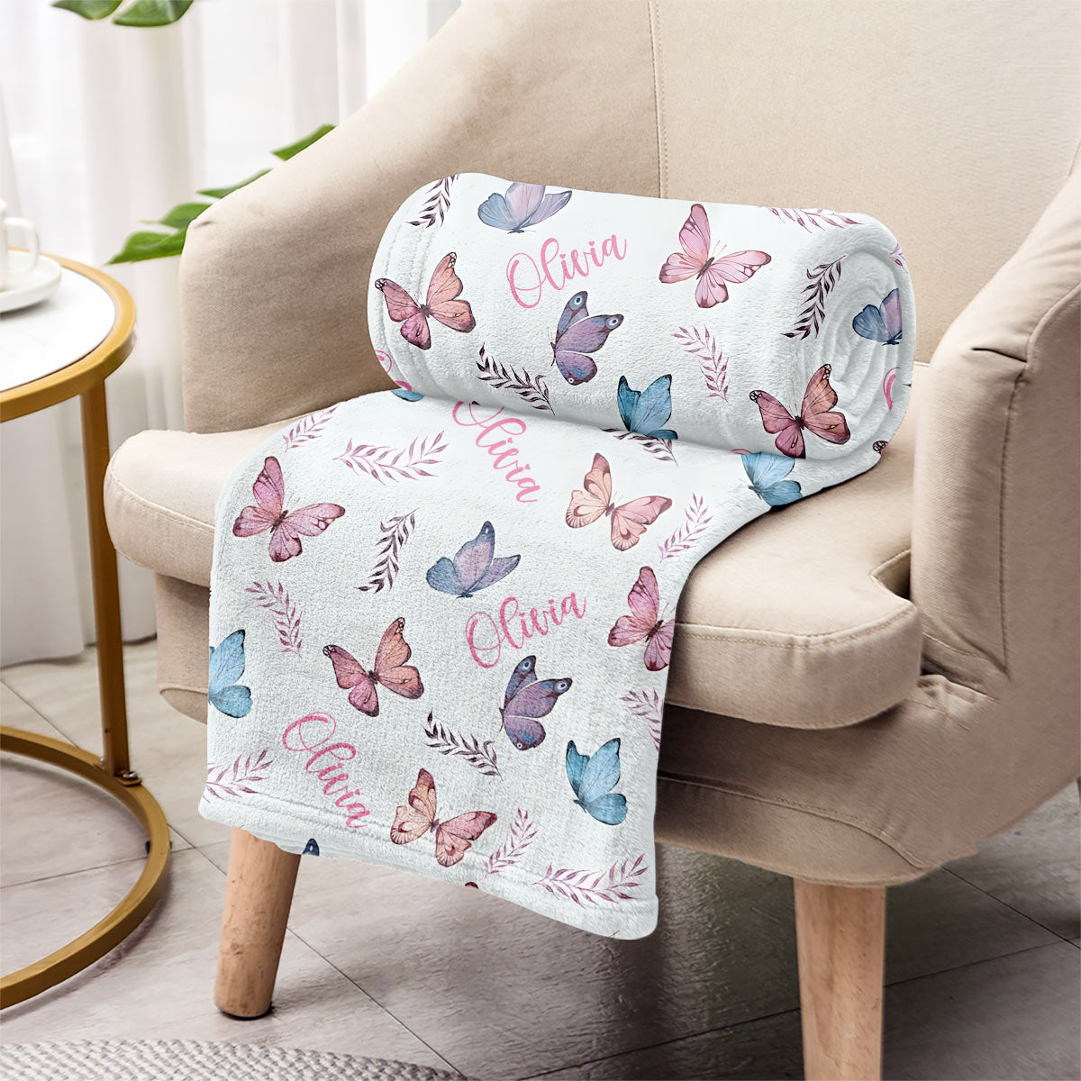 Butterfly Custom Name - Personalized granddaughter Blanket