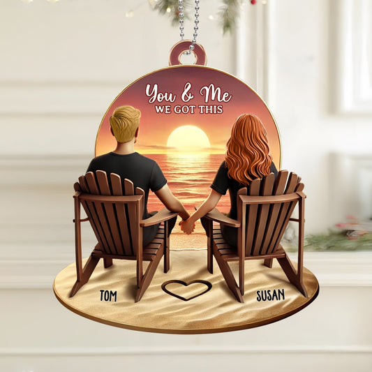 Personalized Couple Ornament - "You & Me, We Got This" | Romantic Sunset Gift for Valentine's Day, Anniversaries, and Birthdays
