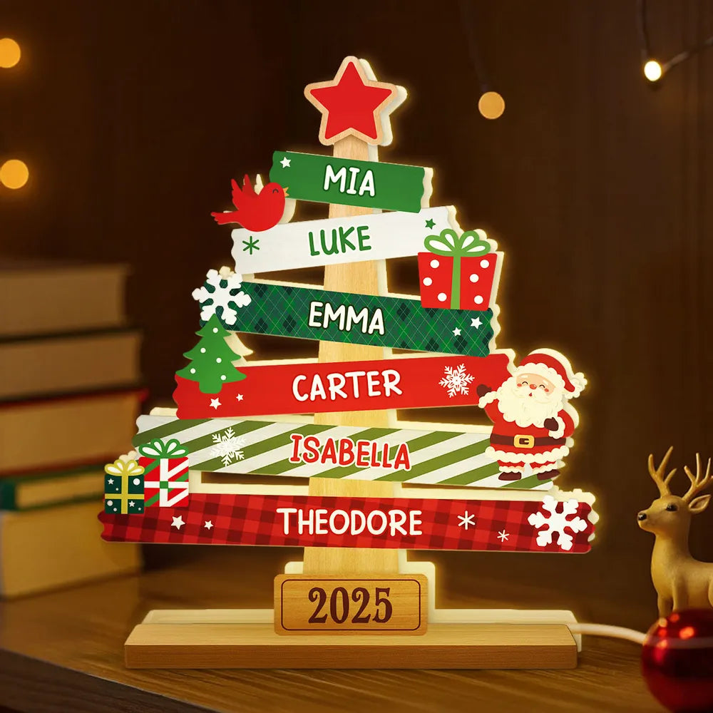 Acrylic Light Box Christmas Tree Sign for Families – Warm Fireplace Décor, customizable glow, heartwarming keepsake, perfect gift for holiday gatherings