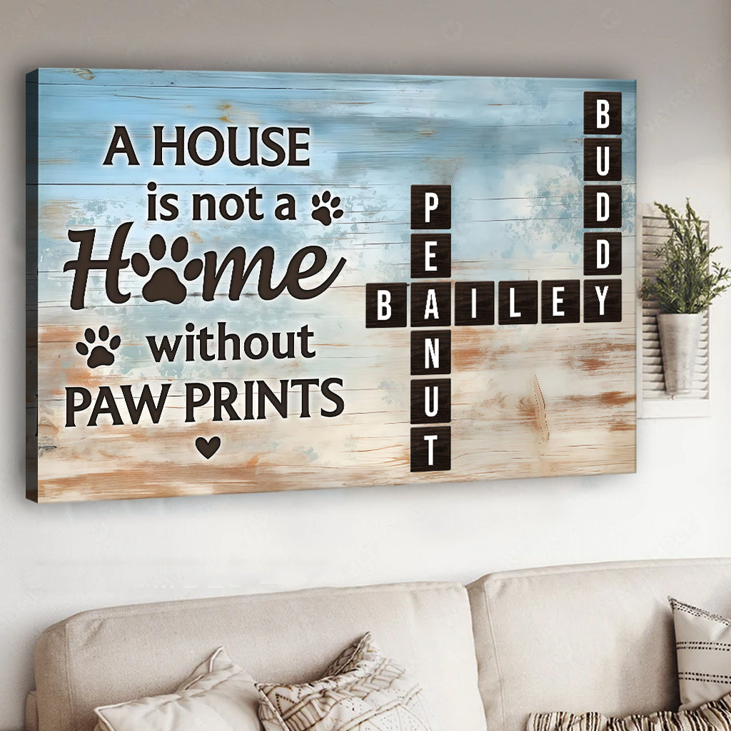 Home With Paw Prints Pet Crossword Puzzle Art - Personalized Dog Canvas And Poster