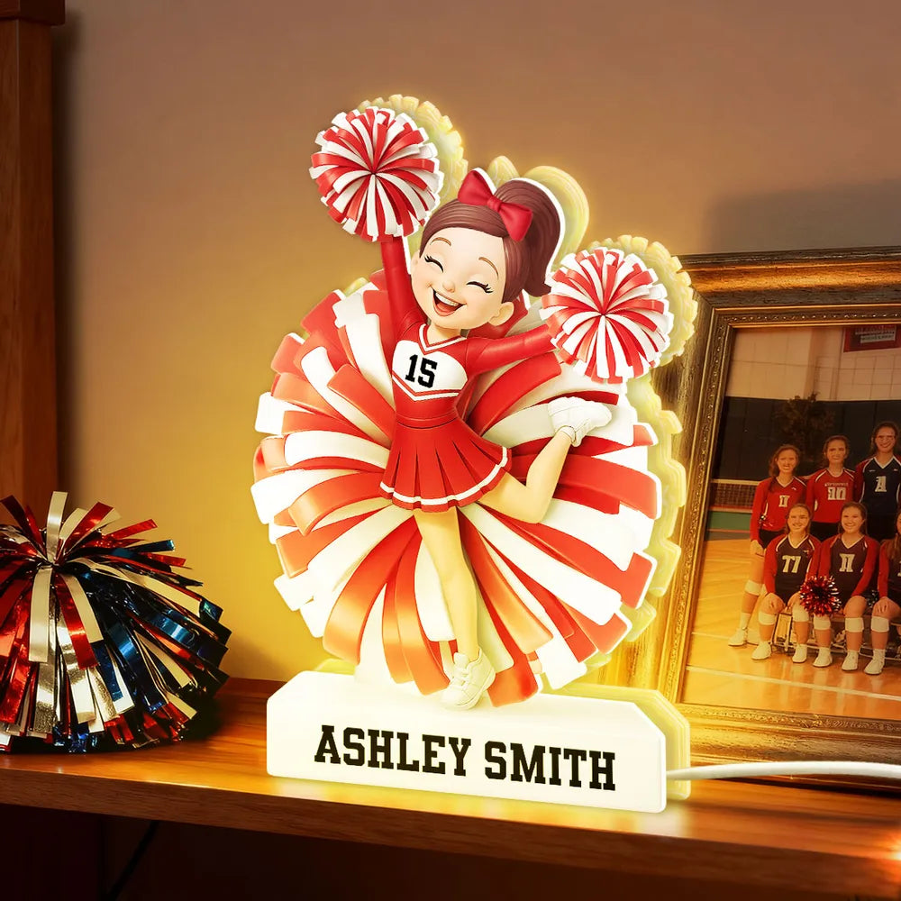 Custom Cheerleader Acrylic Light Box – Bright Spirit and Joyful Energy, Gift-Ready for Her or Cheer Team Fans