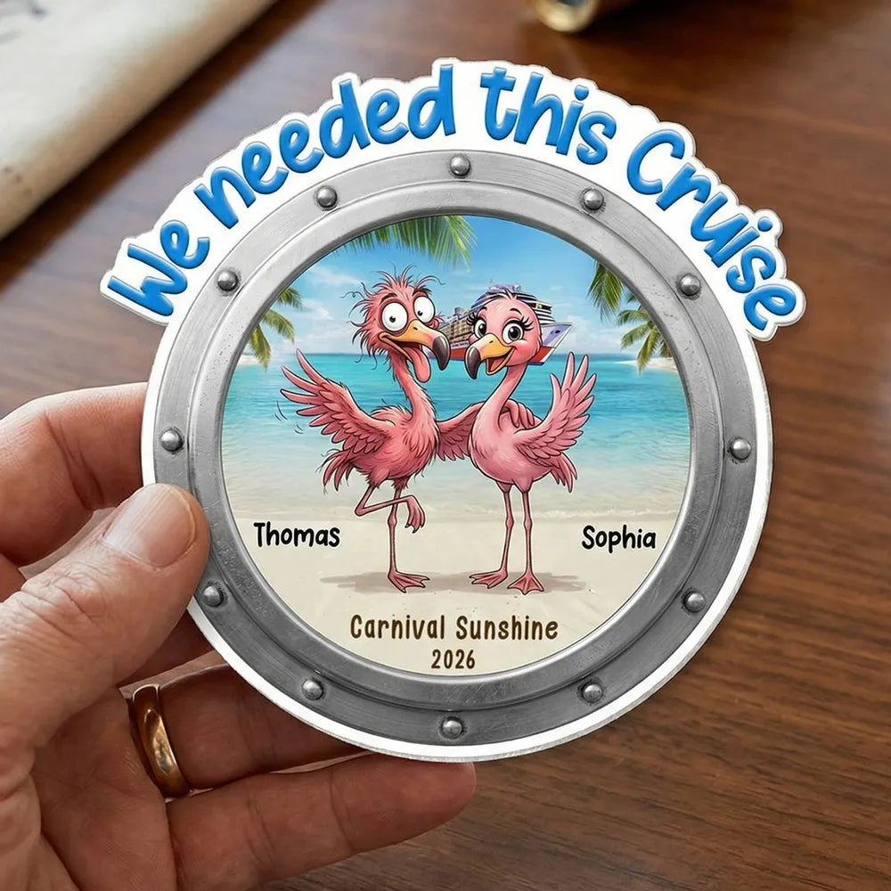 Acrylic Magnet Personalized Cruise Door Magnet with Funny Whimsical Bird Couple Ocean Scene Sweet Trip Memory Unique Gift