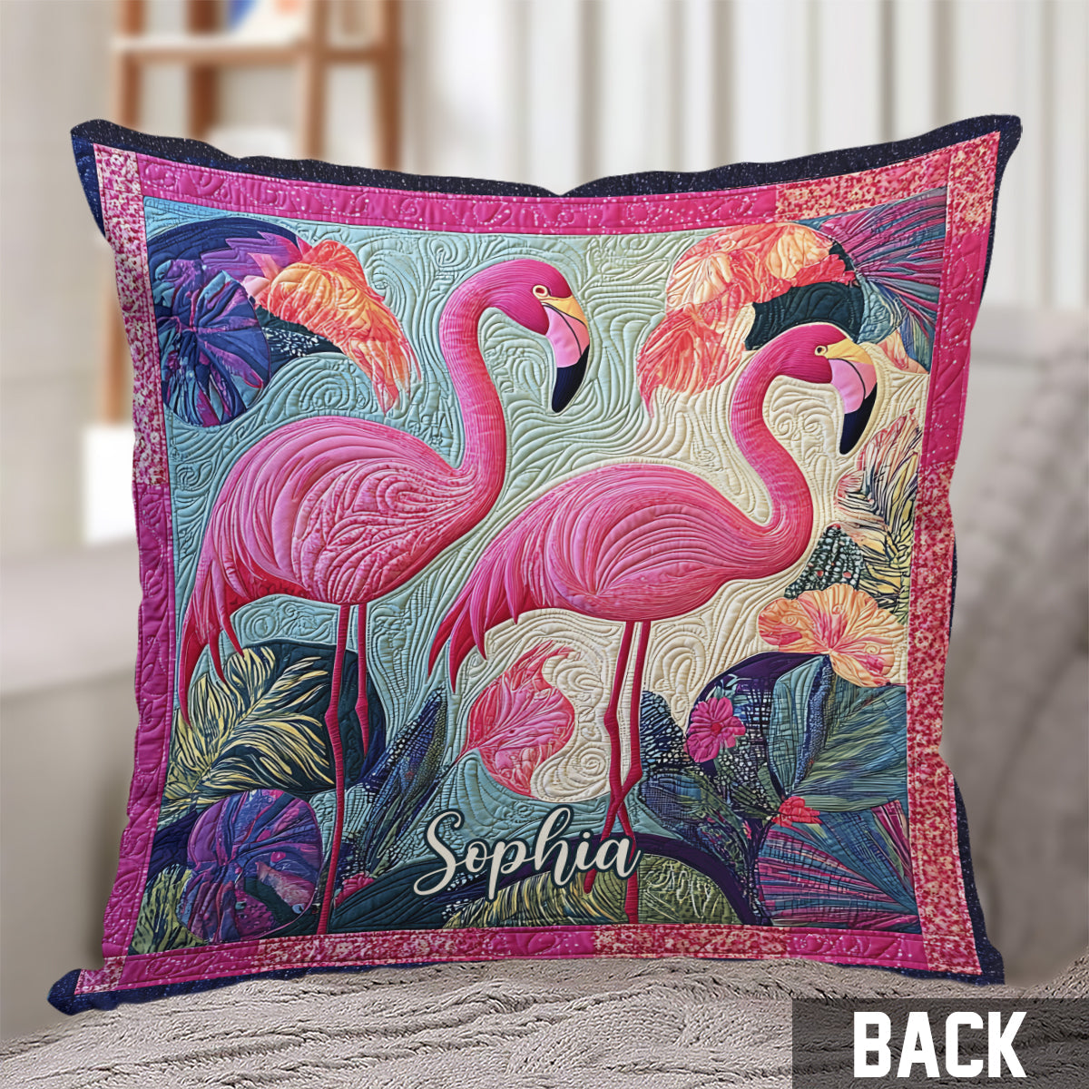Beautiful Flamingo - Personalized Flamingo Throw Pillow