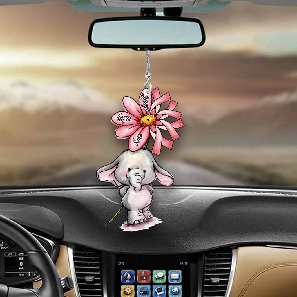 Faith Hope Love - Breast Cancer Awareness Two-Sided Car Ornament