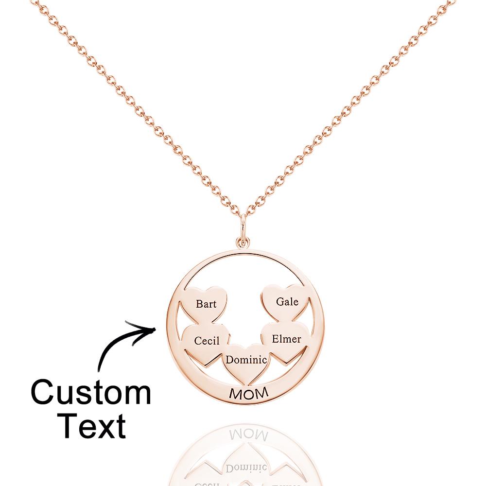 Custom Engraved Circle Hearts Necklace Charm - Personalized Necklace