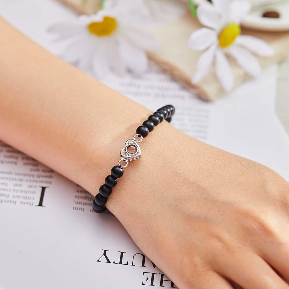 I Love You - Personalized Couple Photo Projection Beads Heart-Shaped Bracelet