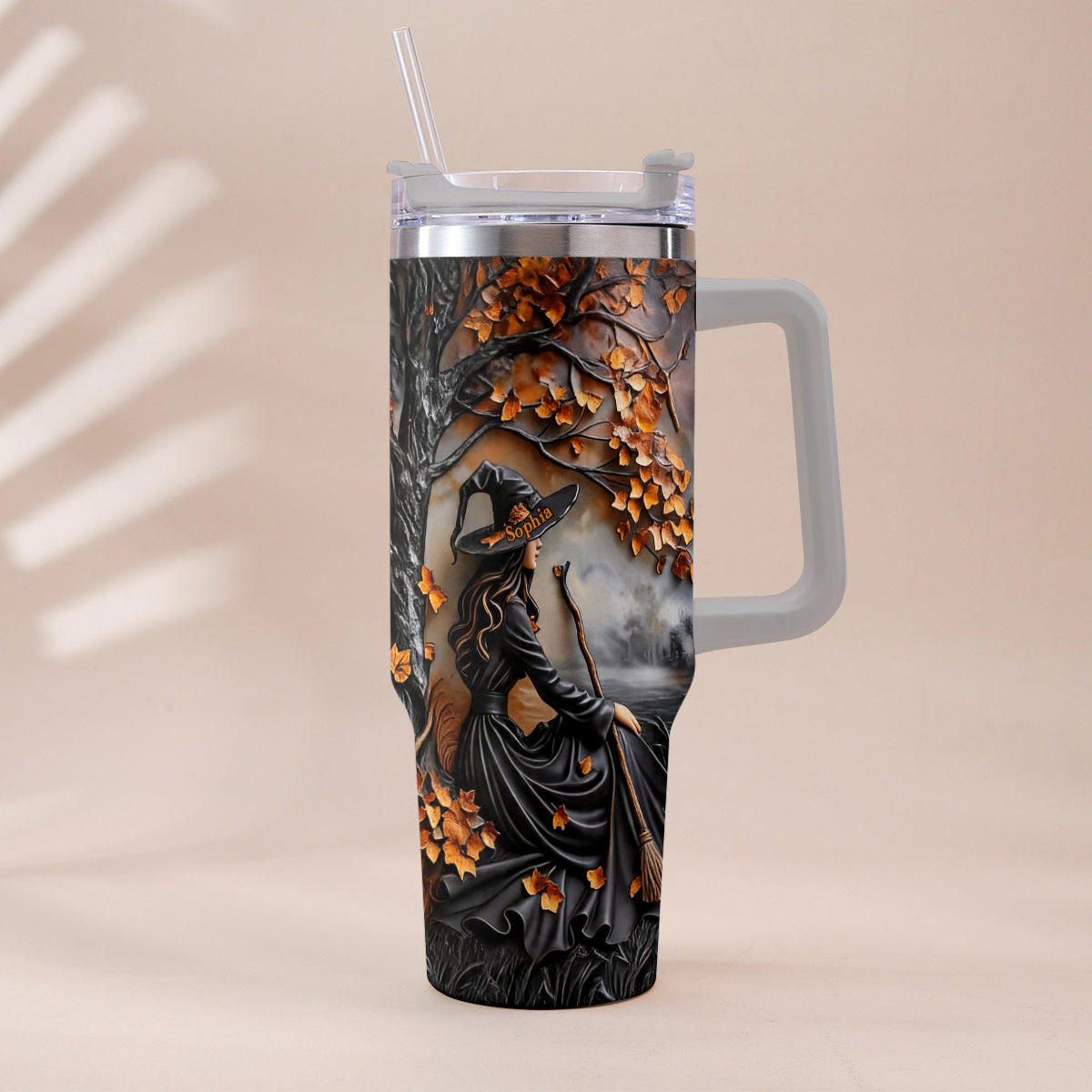 It's Time - Personalized Witch Tumbler With Plush Charm