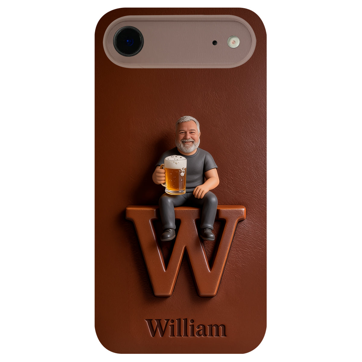 Custom Any Photo - Personalized Beer 3D Embossed Leather Phone Case