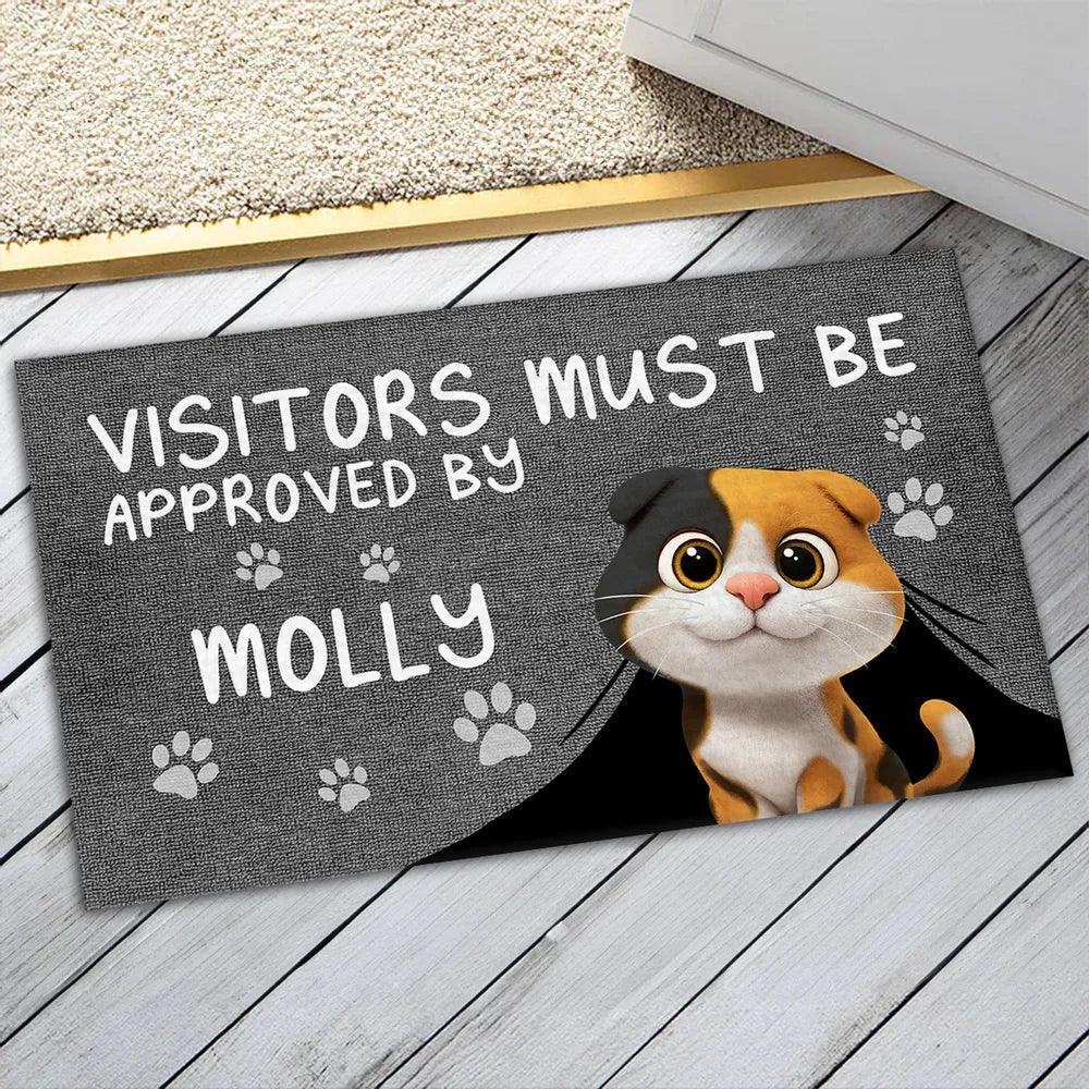 Custom Doormat with Cat & Dog Cartoon Design for Pet Lovers