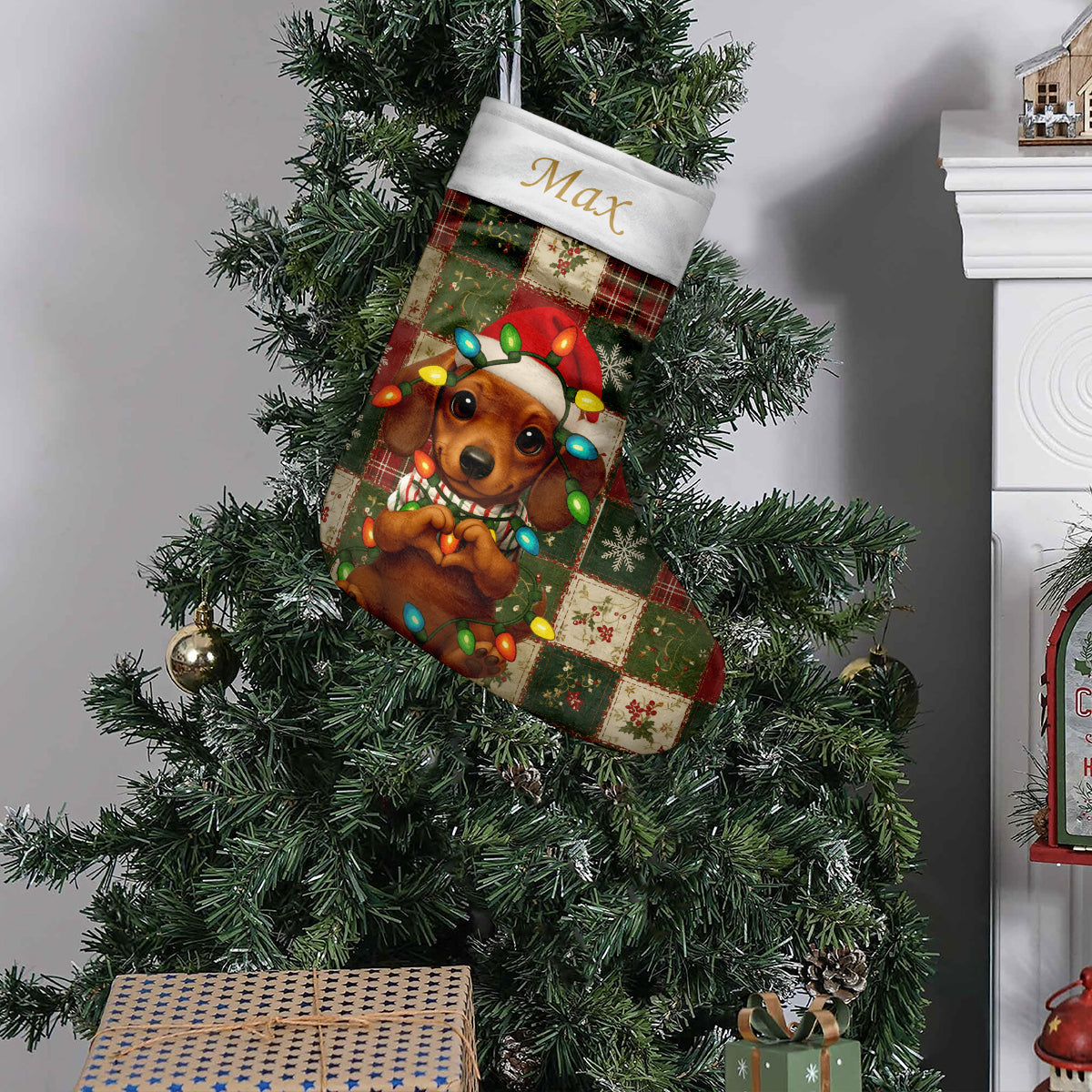 Cute Dog - Personalized Dog Christmas Stockings