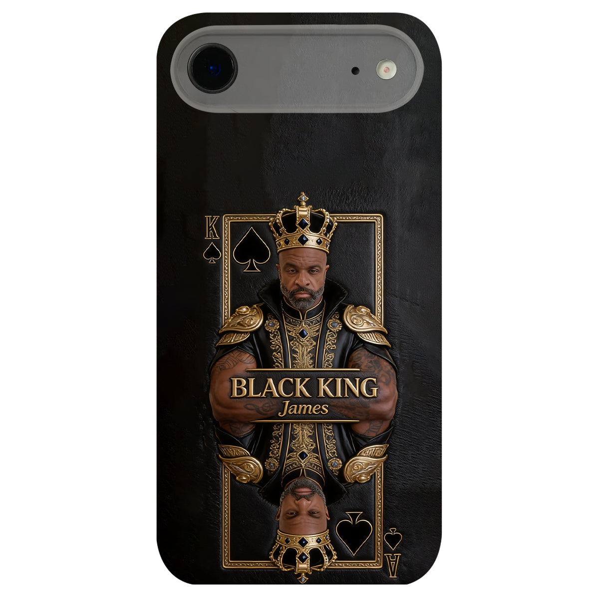 Black King - Personalized African American 3D Embossed Leather Phone Case