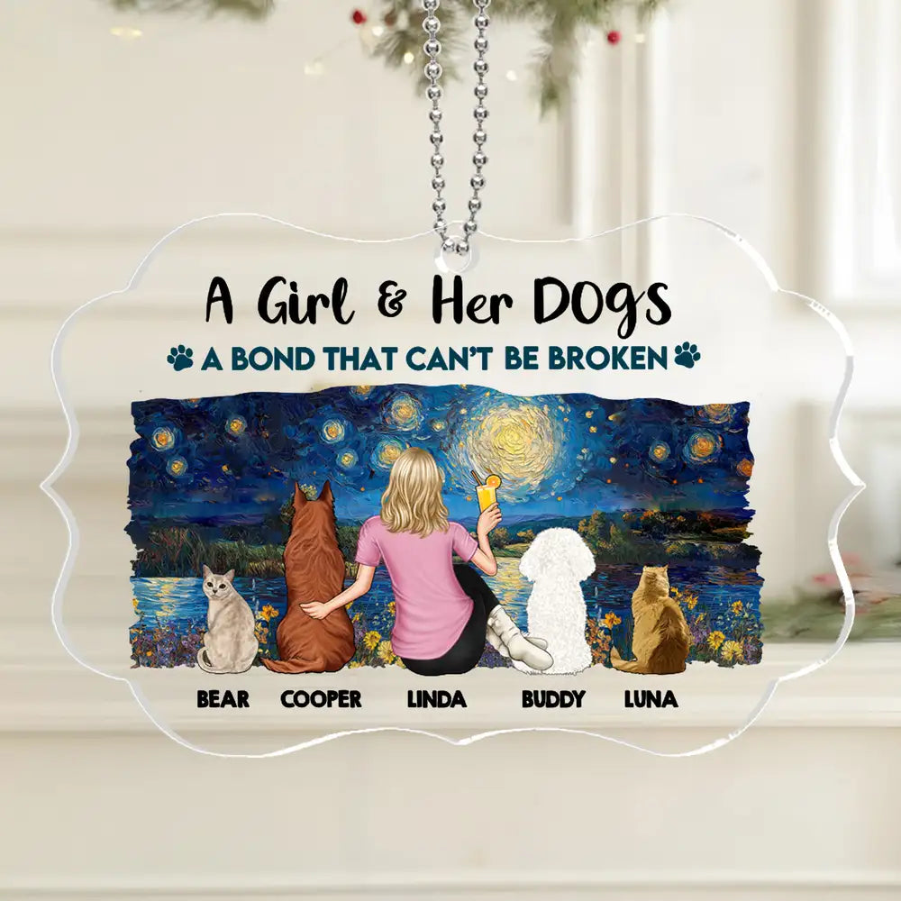 Personalized Pet and Owner Back View Ornament – Wood and Acrylic Combination for Unique Home Decor or Keepsake