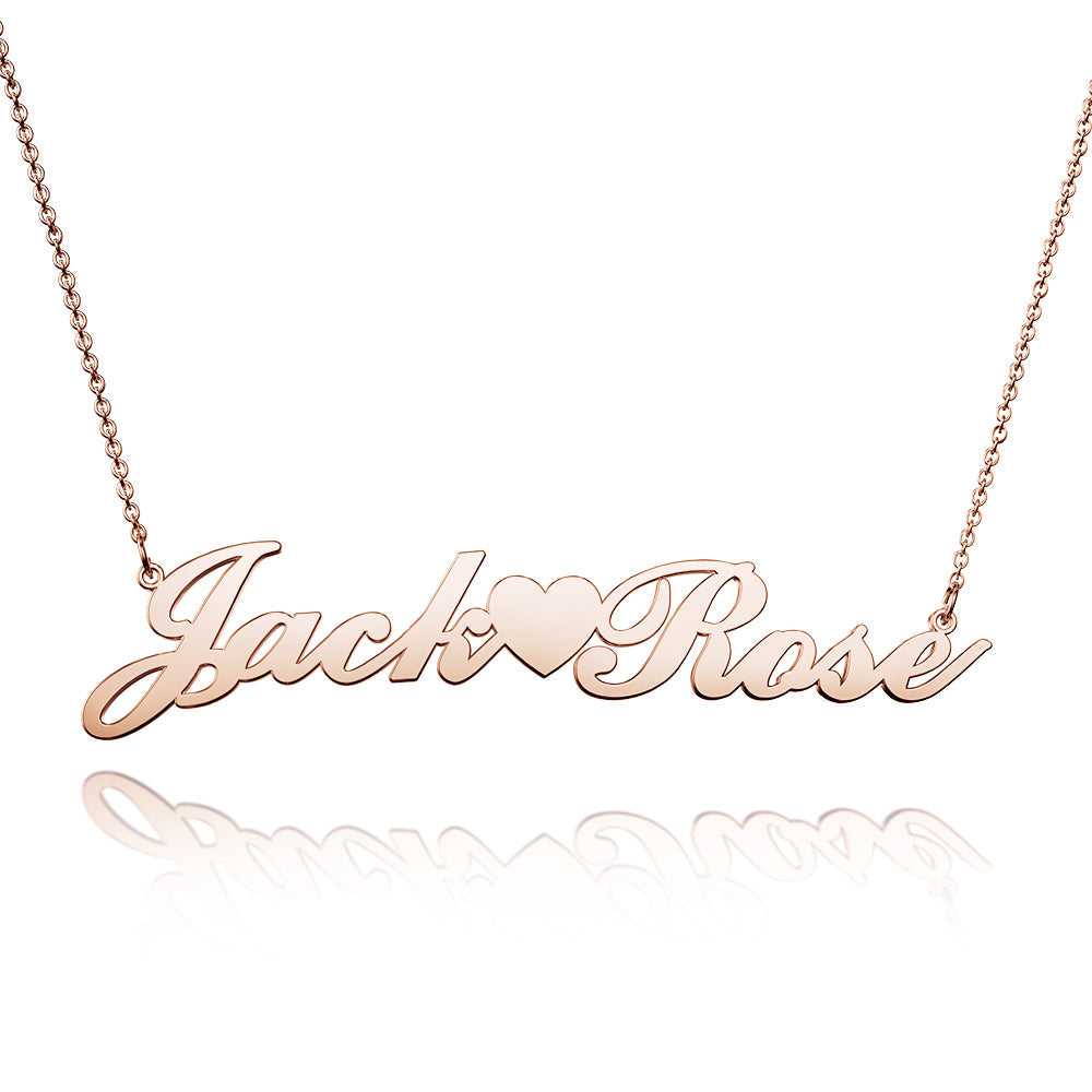 Custom Name - Personalized Couple Necklace with Little Heart