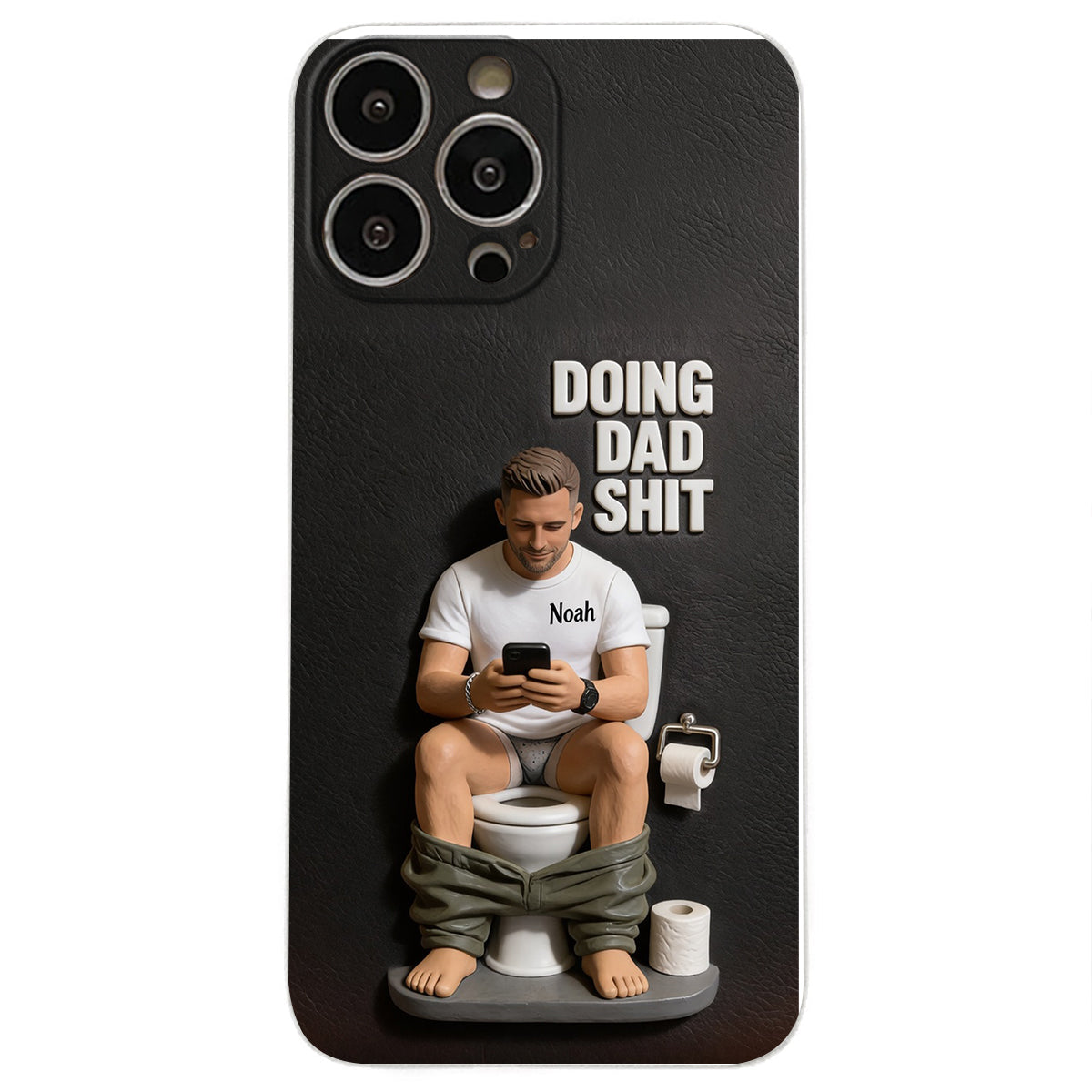 Doing Dad Shit - Personalized Father 3D Embossed Leather Phone Case
