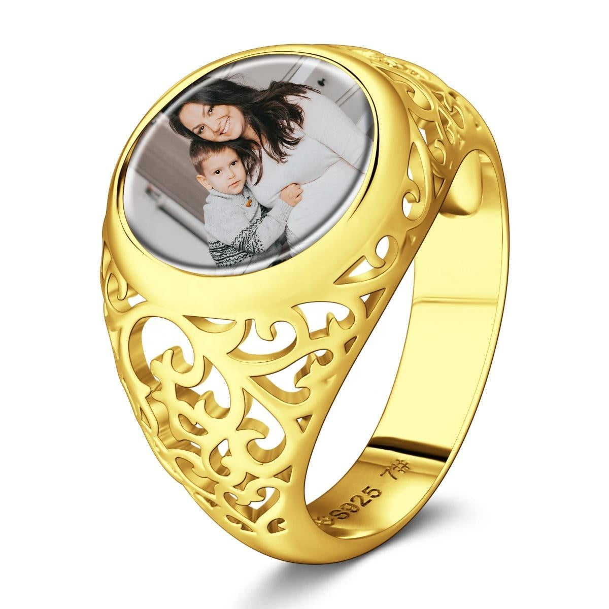 Any Photo - Personalized Round Woman Photo Ring