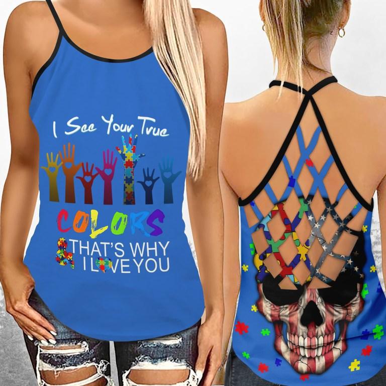 Autism I See Your True - Autism Awareness Cross Tank Top 0921